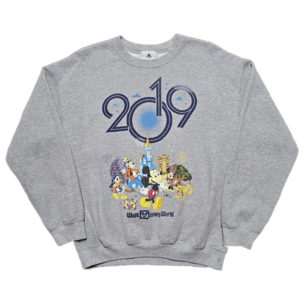 Disney Parks Walt Disney World Mickey Mouse Gray Pullover Sweatshirt Mens Medium